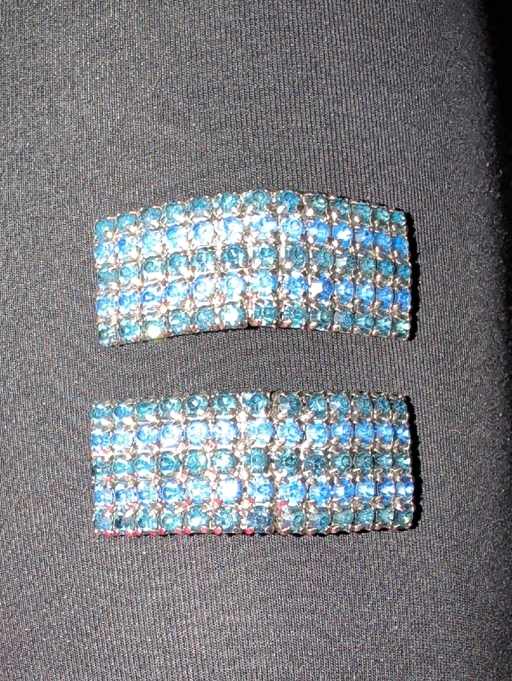 Art Deco Blue Prong Set Crystal Rhinestone Shoe Clips- Set of 2